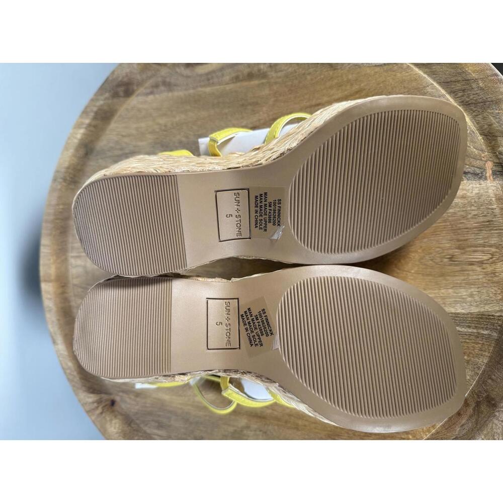Sun + Stone Yellow Strappy Platform Espadrilles Size 5 NWOB - Picture 3 of 6